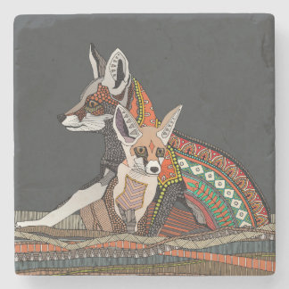 Dessous-de-verre En Pierre Ebony de renards du désert indien