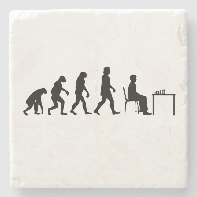 Dessous-de-verre En Pierre Échecs - Évolution du joueur d'échecs (Devant)