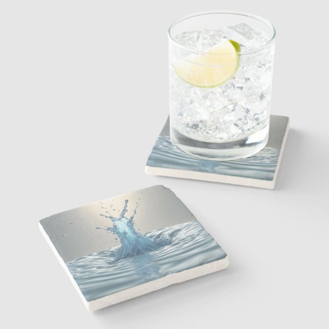 Dessous-de-verre En Pierre Éclaboussure d'eau 3D (Côté)
