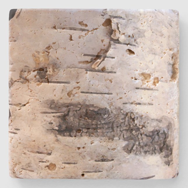 Dessous-de-verre En Pierre Écorce de Birch Blanc (Devant)