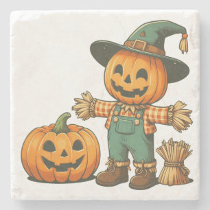 Dessous-de-verre En Pierre Écran d'Halloween/Automne mignon et citrouille