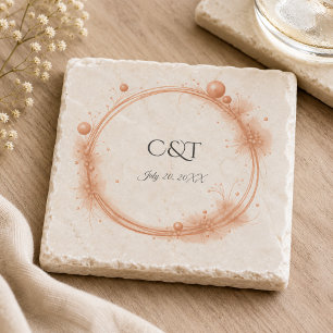 Dessous-de-verre En Pierre Écriture calligraphique élégante de mariage Peach 