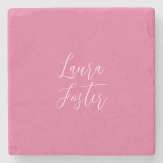 Dessous-de-verre En Pierre Écriture manuscrite Nom élégant Couleur rose