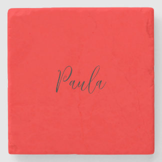 Dessous-de-verre En Pierre Écriture manuscrite Nom élégant Couleur rouge Plai