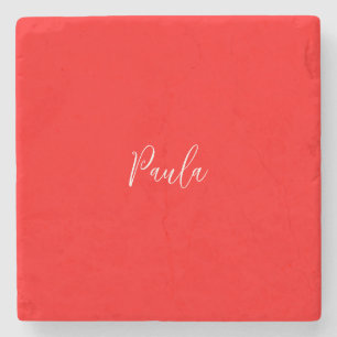 Dessous-de-verre En Pierre Écriture manuscrite Nom élégant Couleur rouge Plai