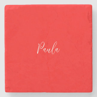 Dessous-de-verre En Pierre Écriture manuscrite Nom élégant Couleur rouge Plai