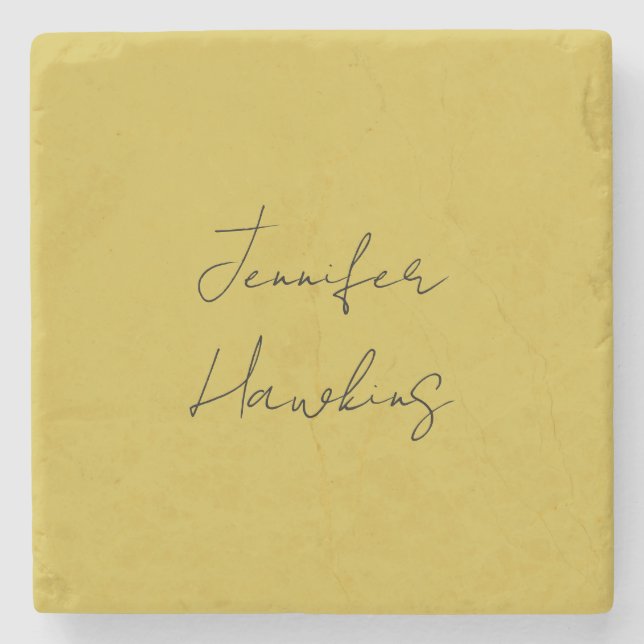 Dessous-de-verre En Pierre Écriture manuscrite professionnelle couleur or (Devant)