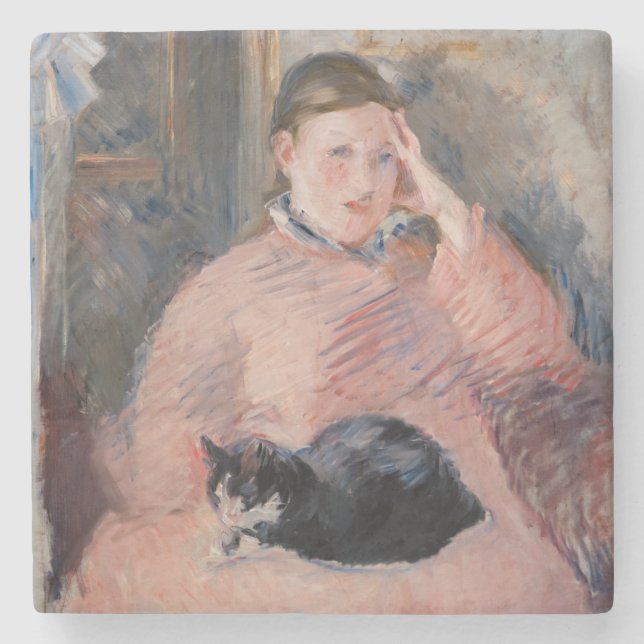 Dessous-de-verre En Pierre Edouard Manet - Femme avec chat (Devant)