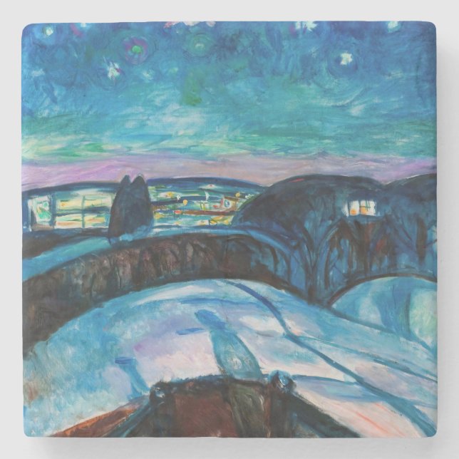 Dessous-de-verre En Pierre Edvard Munch - Nuit étoilée 1922 (Devant)