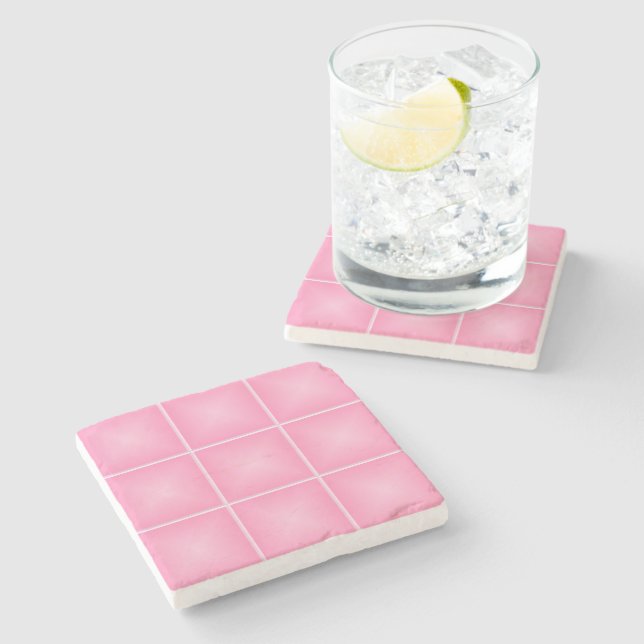 Dessous-de-verre En Pierre Effet de carreau rose (Côté)