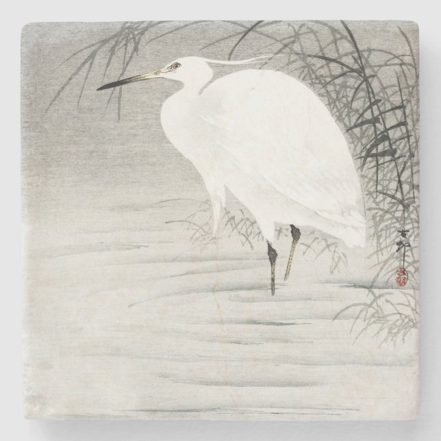Dessous-de-verre En Pierre Egret Asian Art Coastal Bird (Devant)