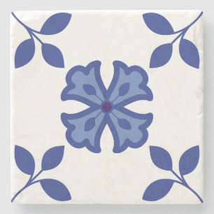 Dessous-de-verre En Pierre Élégance Blue Blossom