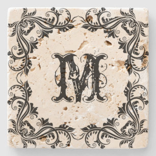 Dessous-de-verre En Pierre Élégant cadre Vintage de fraises noires