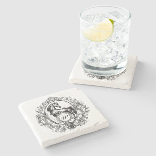 Dessous-de-verre En Pierre Élégant Cheval Vintage de luxe Monogramme équestre