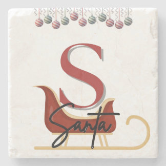 Dessous-de-verre En Pierre Elegant Christmas Santa Sleigh Marble Coaster
