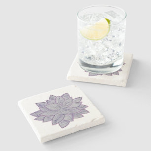 Dessous-de-verre En Pierre Élégant Dessin Floral sur Pierre de Repos de Verre