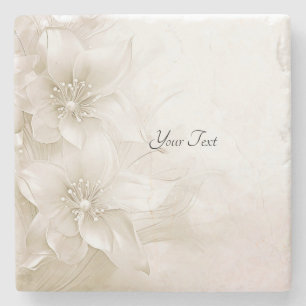 Dessous-de-verre En Pierre Élégant Dessous de verre en pierre de Fleurs blanc