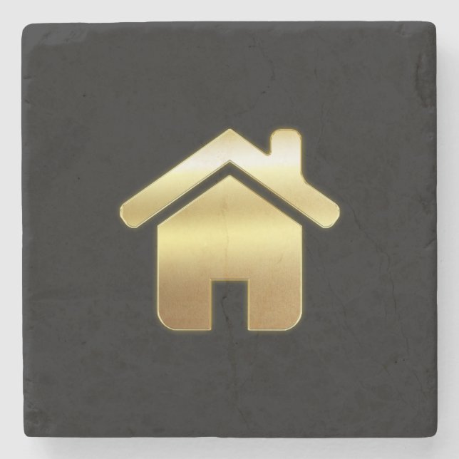 Dessous-de-verre En Pierre Elegant Gold House Symbole Real Estate Design (Devant)