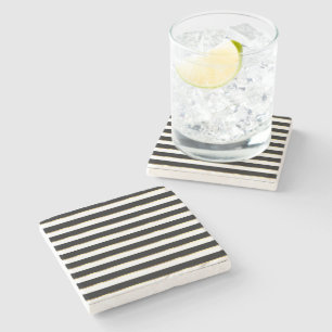 Dessous-de-verre En Pierre Elégant Grille Noir Blanc