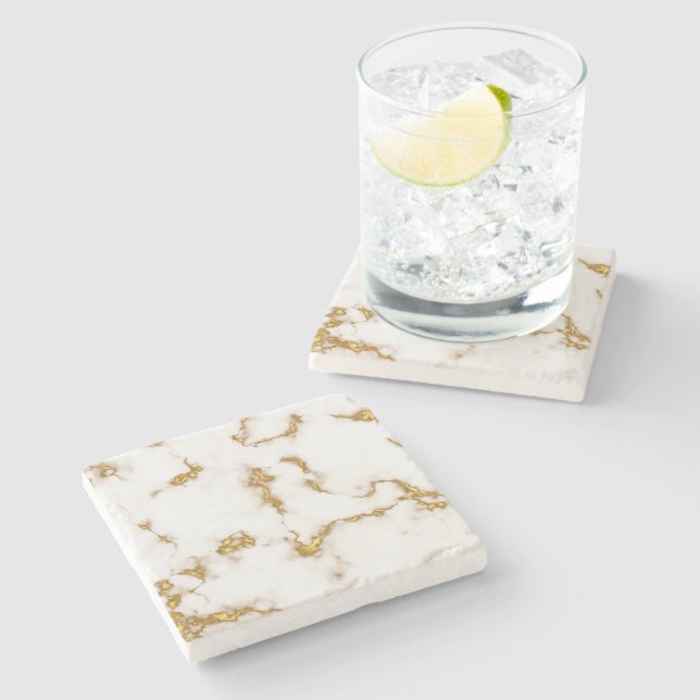 Dessous-de-verre En Pierre Elégant luxe Marble Gold design royal (Côté)