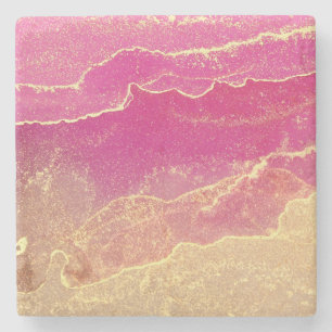 Dessous-de-verre En Pierre Élégant marbre rose et or