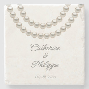 Dessous-de-verre En Pierre Elégant Mariage de collier Pearl