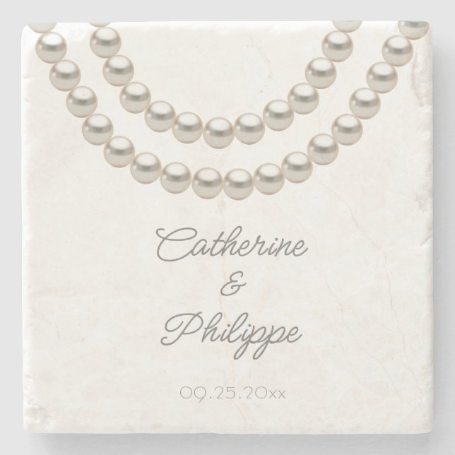 Dessous-de-verre En Pierre Elégant Mariage de collier Pearl (Devant)