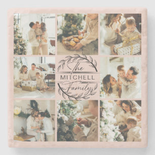 Dessous-de-verre En Pierre Élégant mignon rose rose moderne Nom de famille Ph