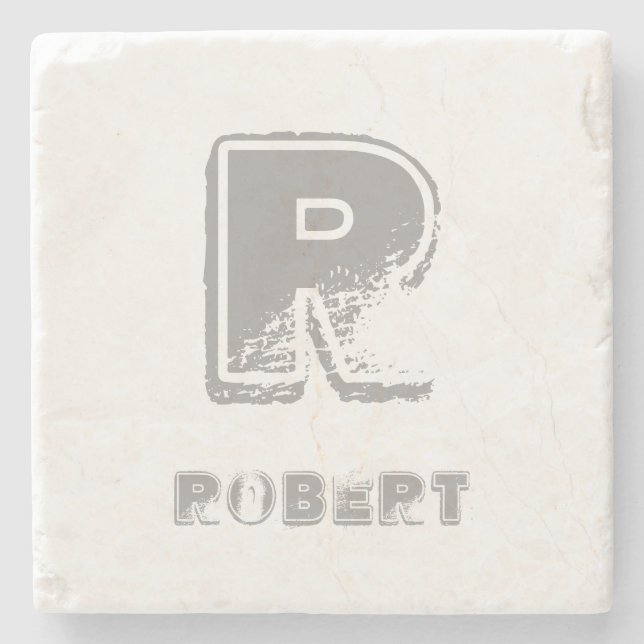 Dessous-de-verre En Pierre Élégant Monogramme Modèle Design élégant Rustique (Devant)