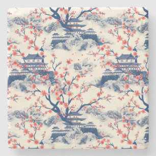 Dessous-de-verre En Pierre Élégant Motif sans couture en fleur de cerisier (1