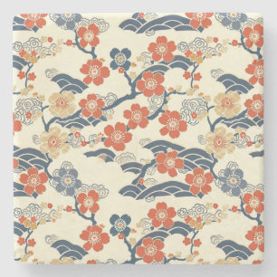 Dessous-de-verre En Pierre Élégant Motif sans couture en fleur de cerisier (1