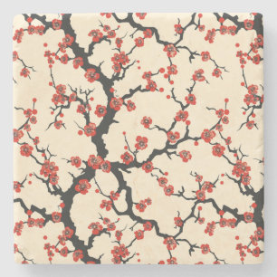 Dessous-de-verre En Pierre Élégant Motif sans couture en fleur de cerisier (1