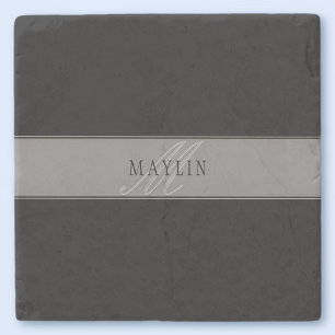 Dessous-de-verre En Pierre Élégant script modifiable Nom commercial/autre tex