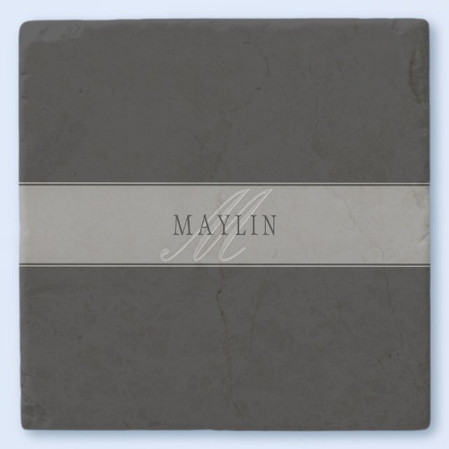 Dessous-de-verre En Pierre Élégant script modifiable Nom commercial/autre tex (Créateur téléchargé)