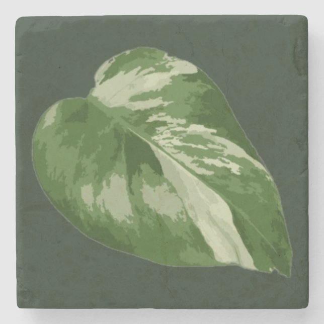 Dessous-de-verre En Pierre Elegant Tropical Leaf – Rare Plant Art (Devant)
