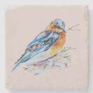 Dessous-de-verre En Pierre Elégante aquarelle Bluebird Nature