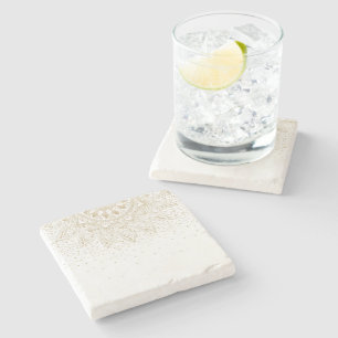 Dessous-de-verre En Pierre Elégante conception de points Mandala Or