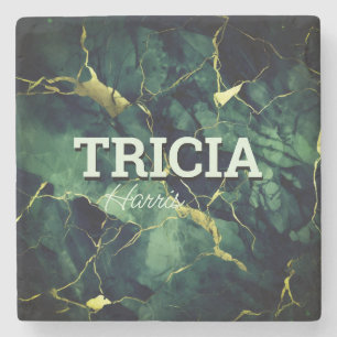 Dessous-de-verre En Pierre Elégante parties scintillant en faux or de marbre