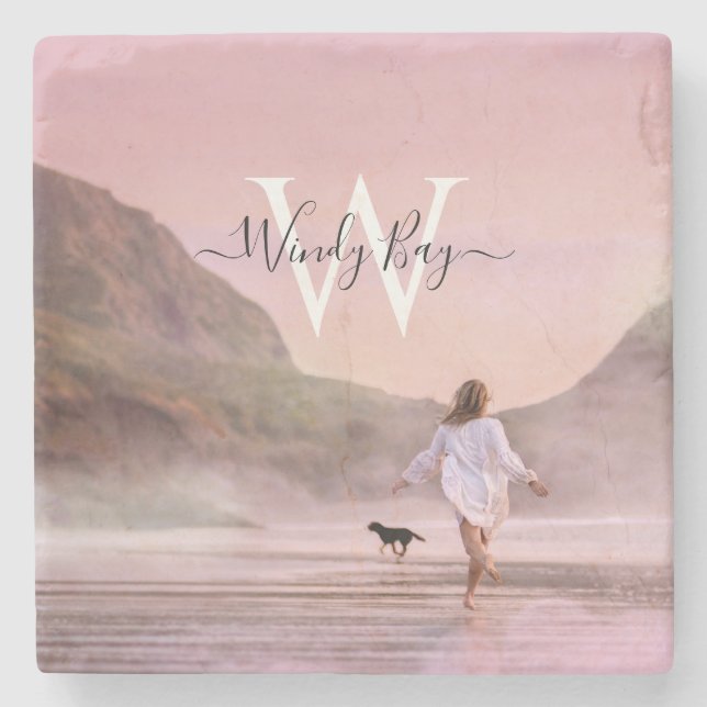 Dessous-de-verre En Pierre Elégante Plage Scène Photographie Dessous de verre (Devant)