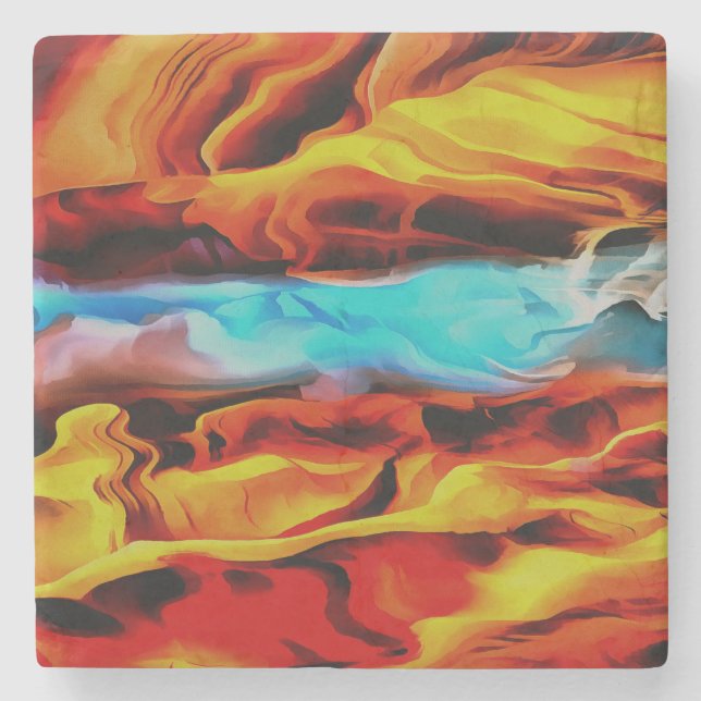 Dessous-de-verre En Pierre Eléments Chauds Et Froids Acrylique Verser Abstrai (Devant)