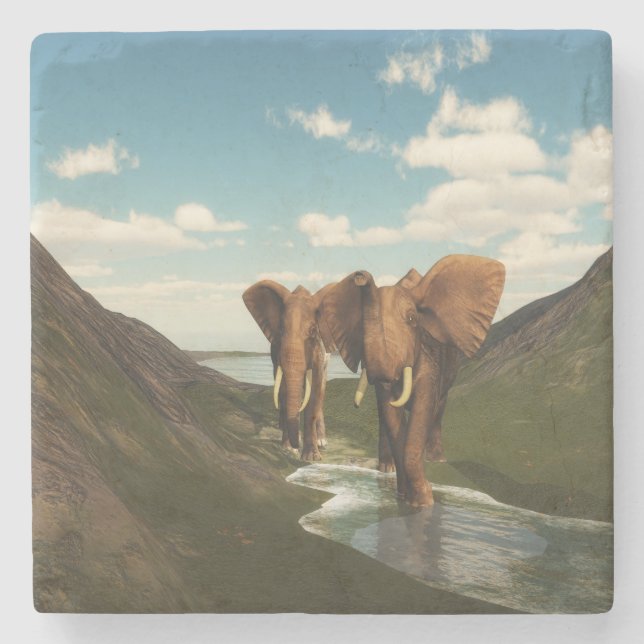 Dessous-de-verre En Pierre Eléphant (Devant)
