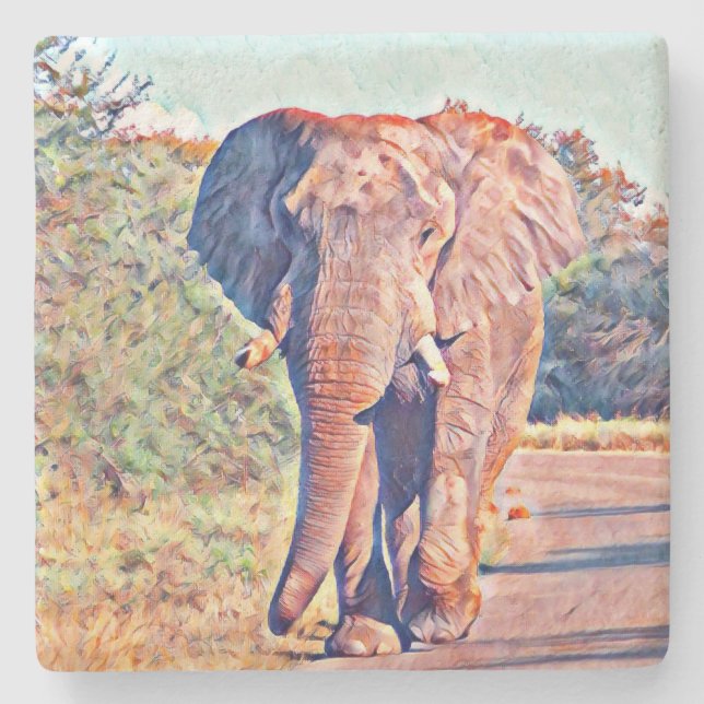 Dessous-de-verre En Pierre éléphant aquarell (Devant)