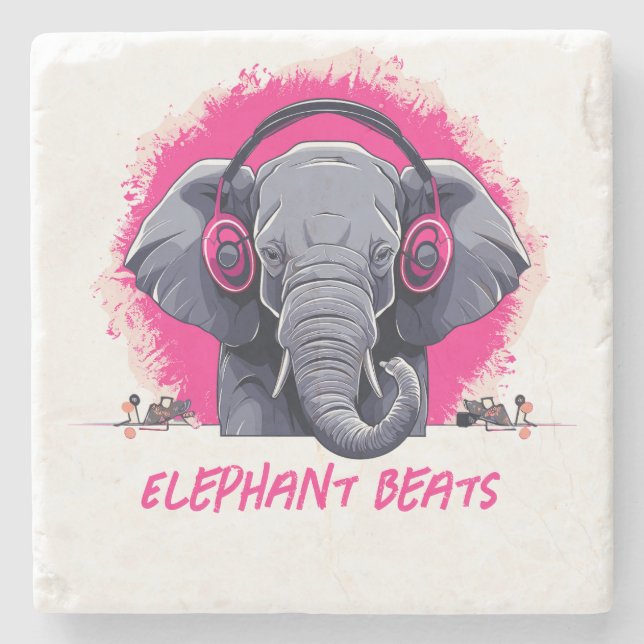 Dessous-de-verre En Pierre Elephant Beats DJ (Devant)
