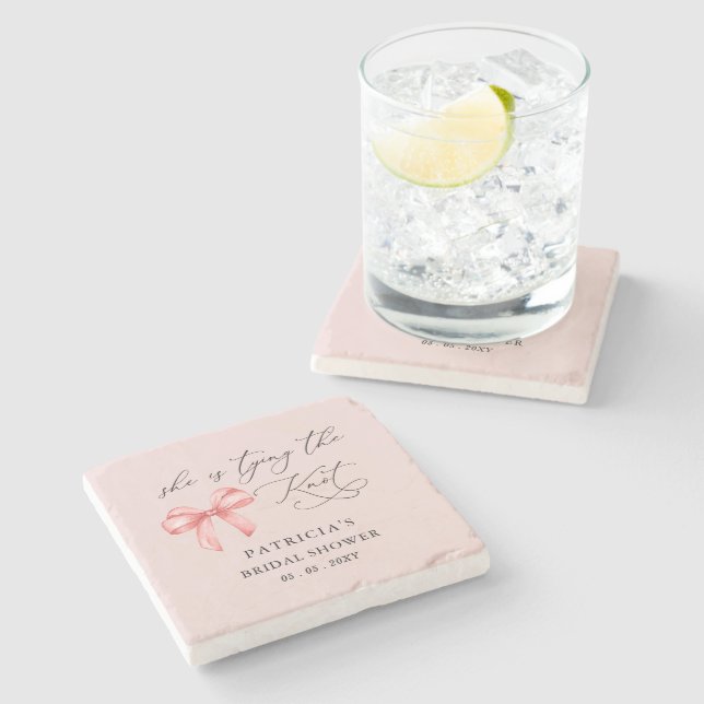 Dessous-de-verre En Pierre Elle noue la Fête des mariées arc rose noeud (Côté)