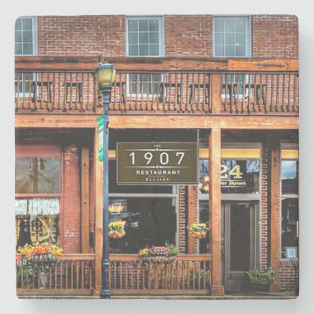 Dessous-de-verre En Pierre Ellijay, Géorgie, 1907 Restaurant, Dessous de verr (Devant)