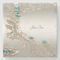 Embellister Gold Blue Stones Dessous de verre de p