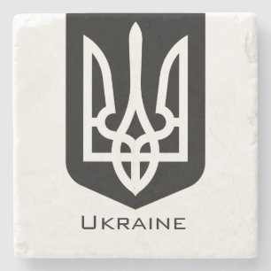 Dessous-de-verre En Pierre Emblème graphique contemporain Tryzub de l'Ukraine