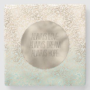 Dessous-de-verre En Pierre Empreinte de léopard de l'ombre d'or Girly Mint