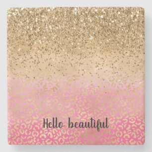 Dessous-de-verre En Pierre Empreinte de léopard de Parties scintillant Girly