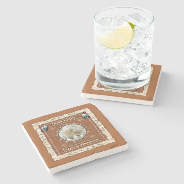 Dessous-de-verre En Pierre Énergie d'abondance du buffle blanc (Côté)